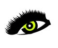 Female eye and long eyelashes on a white background. Symbol. Vector Royalty Free Stock Photo